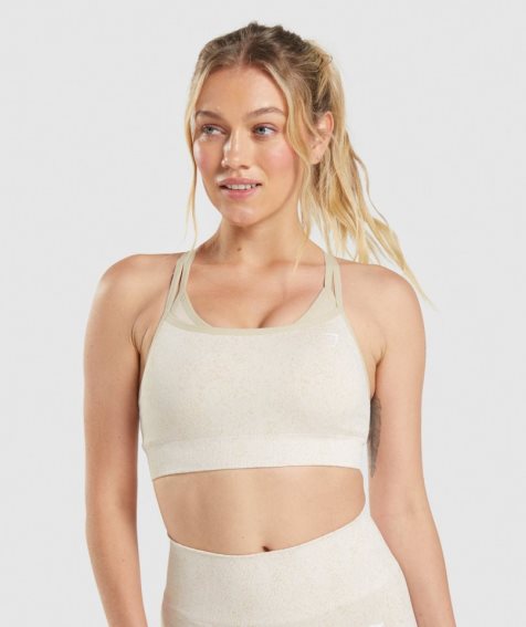 Women's Gymshark Adapt Fleck Seamless Sports Bra White | NZ 4QCMLZ